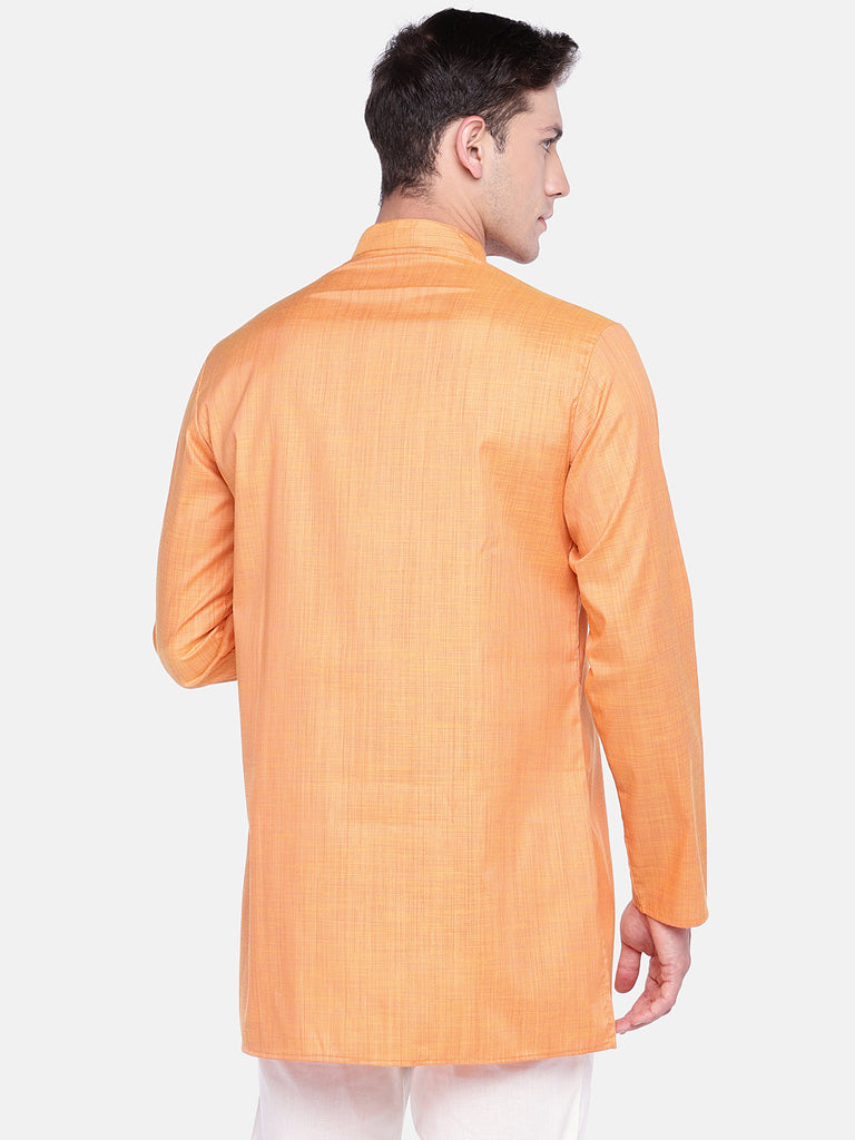 Core Men Straight Full Sleeve Orange Kurta