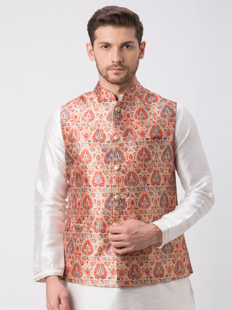 Men Straight Sleeveless Rust Jackets