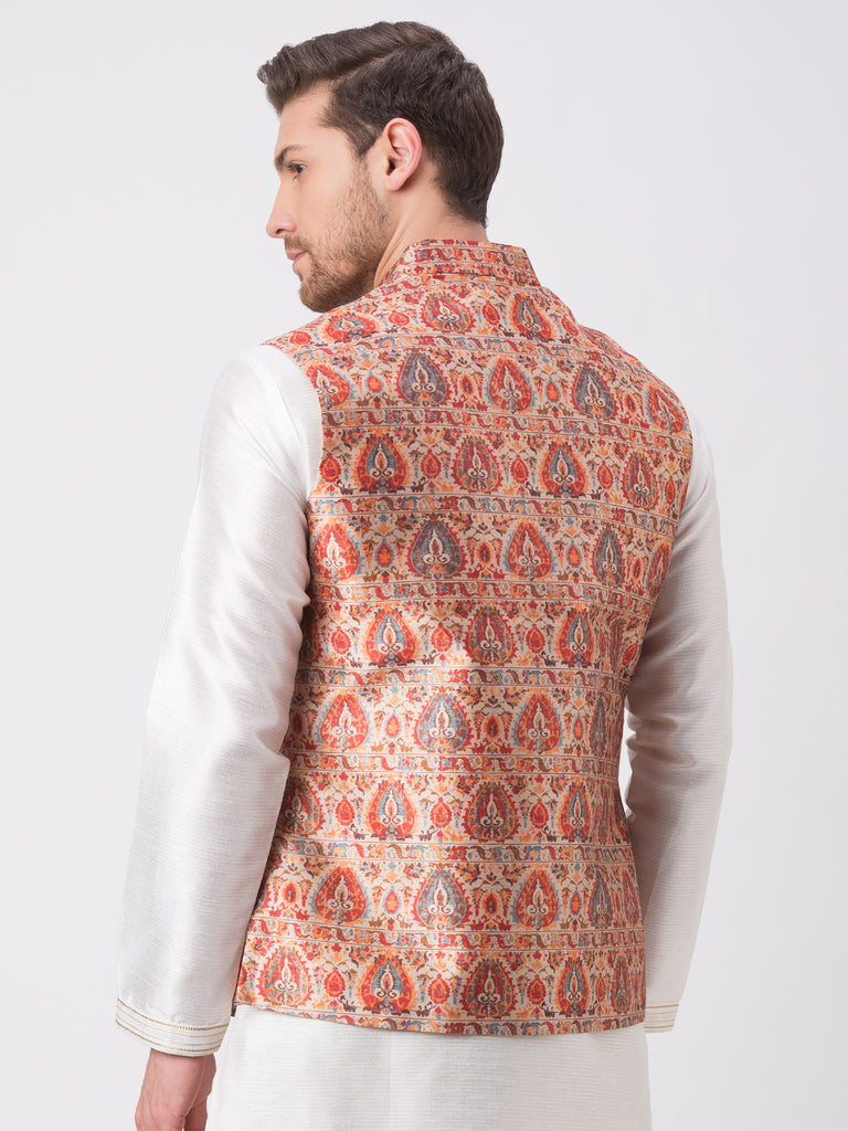 Men Straight Sleeveless Rust Jackets
