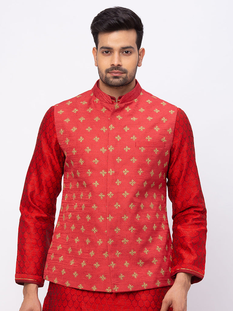 Men Straight Full Sleeve Maroon Jackets