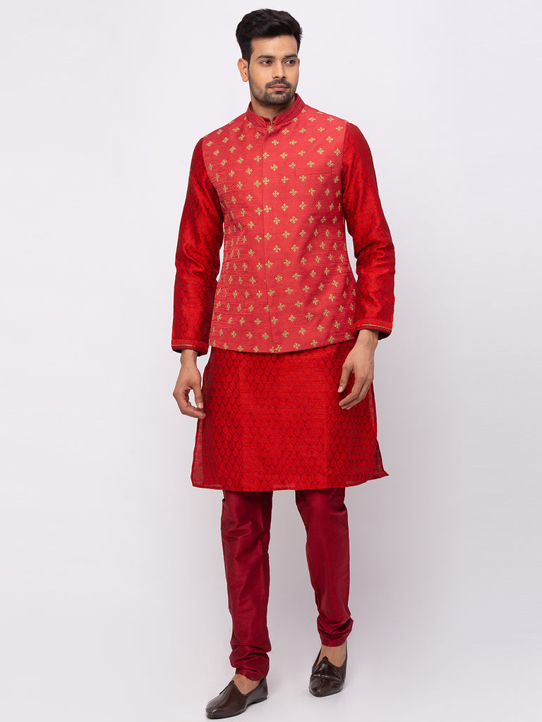 Men Straight Full Sleeve Maroon Jackets