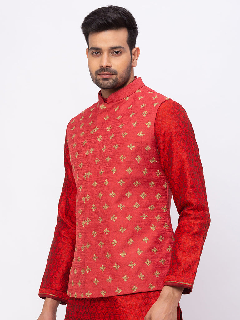Men Straight Full Sleeve Maroon Jackets