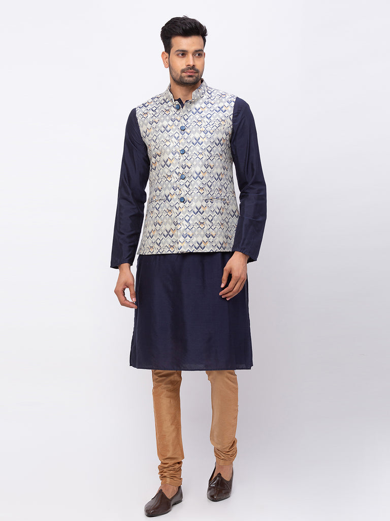 Men Straight Sleeveless Navy Jackets