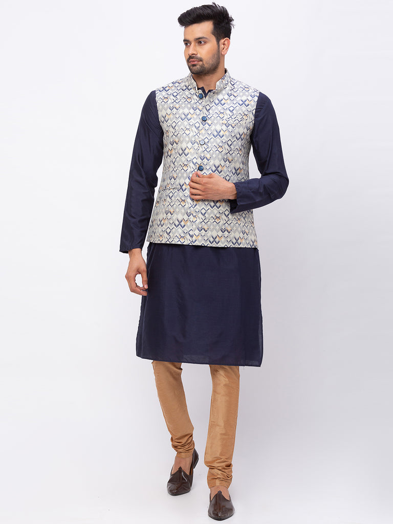 Men Straight Sleeveless Navy Jackets