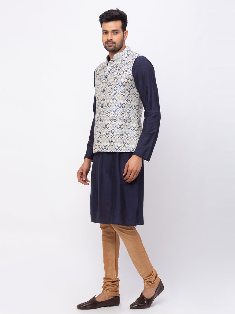 Men Straight Sleeveless Navy Jackets