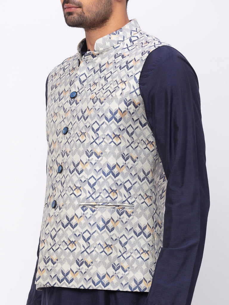 Men Straight Sleeveless Navy Jackets