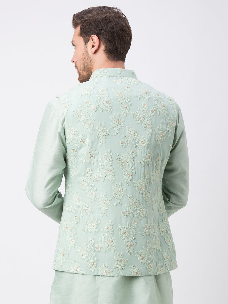 Men Straight Sleeveless Sap Green Jackets
