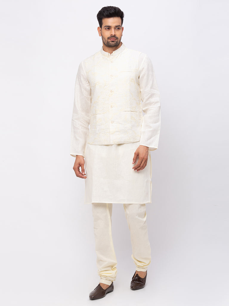 Men Straight Sleeveless Cream Jackets
