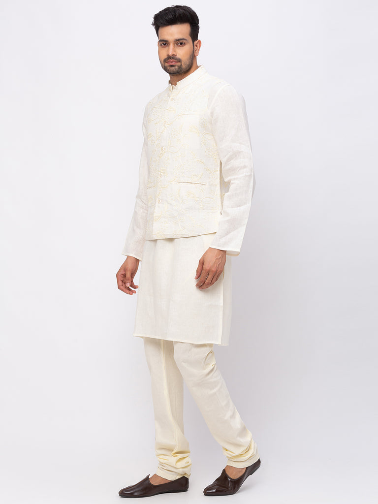 Men Straight Sleeveless Cream Jackets