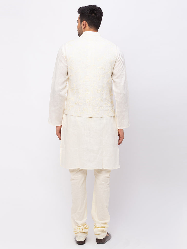 Men Straight Sleeveless Cream Jackets