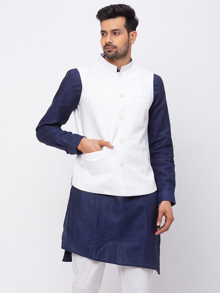 Men Straight Sleeveless White Jackets