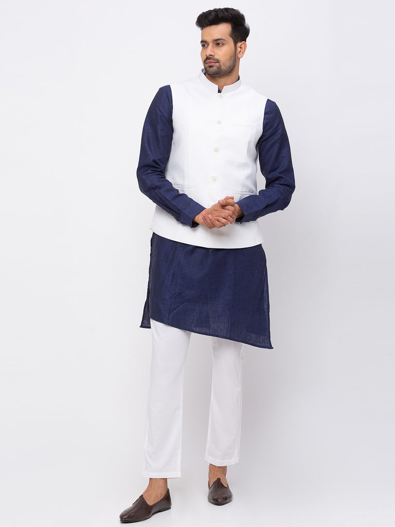 Men Straight Sleeveless White Jackets