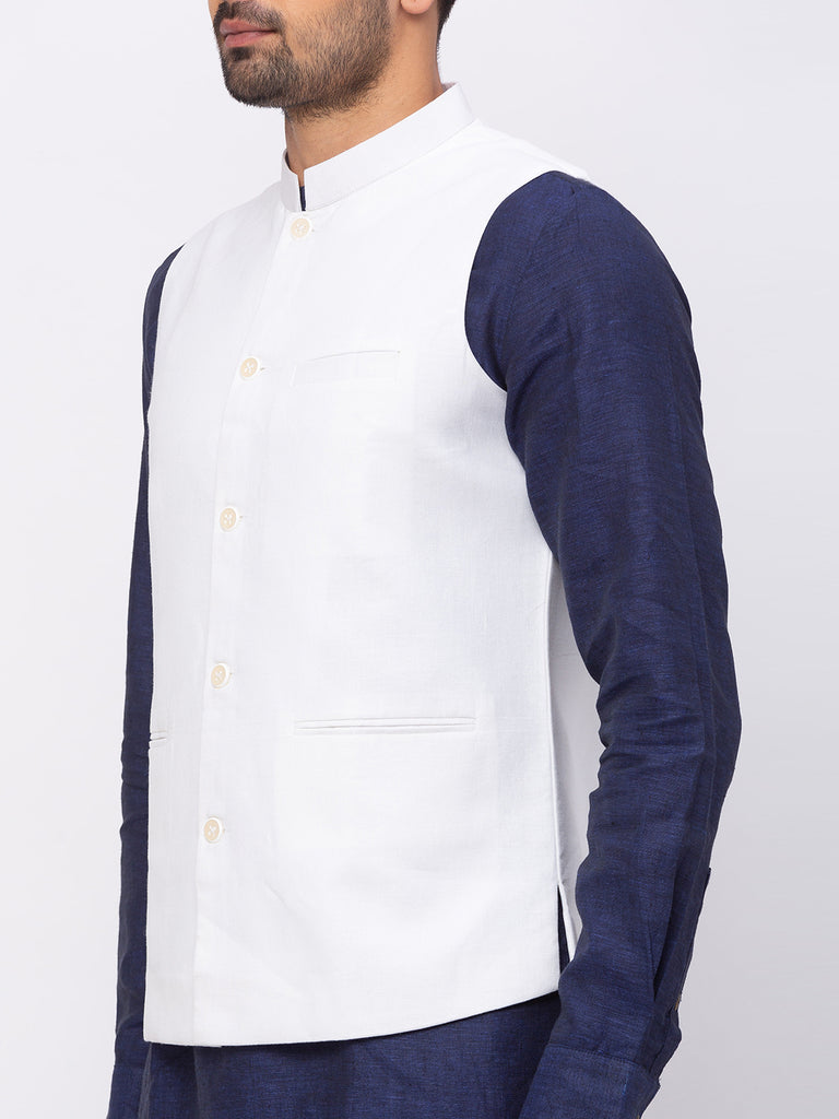 Men Straight Sleeveless White Jackets