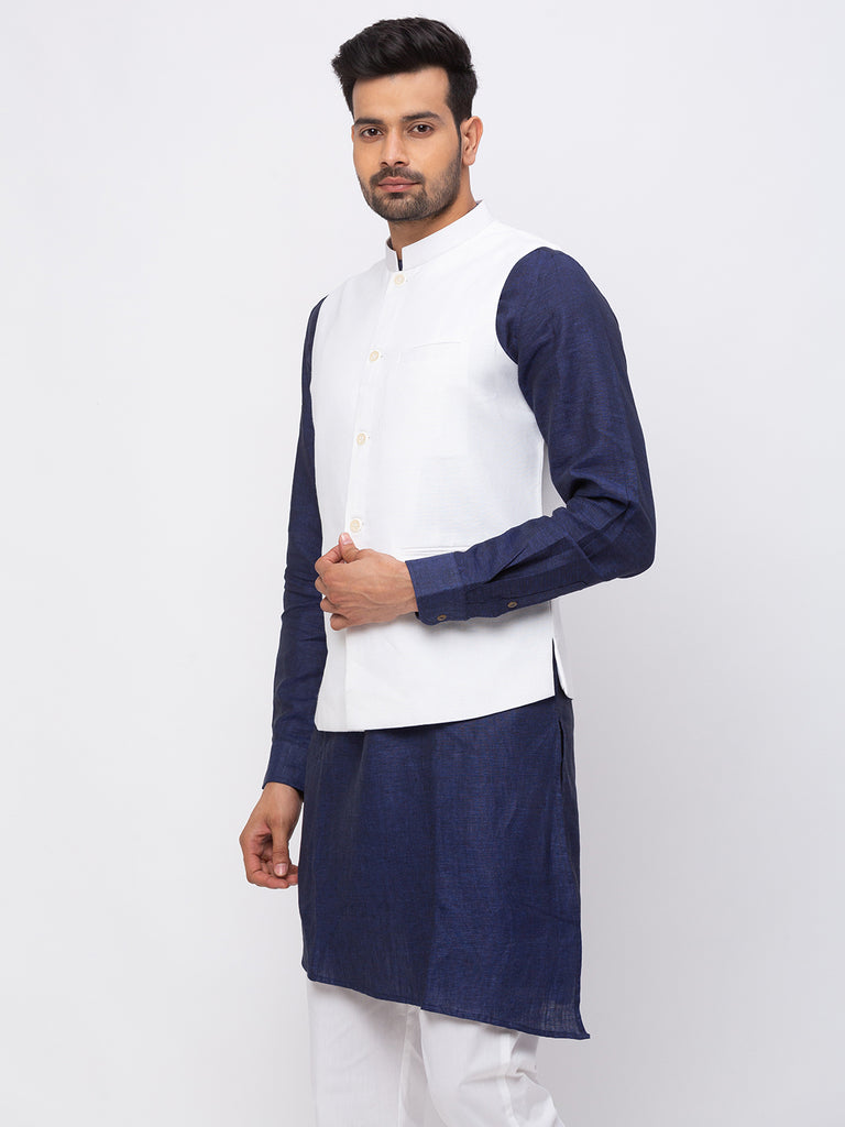 Men Straight Sleeveless White Jackets