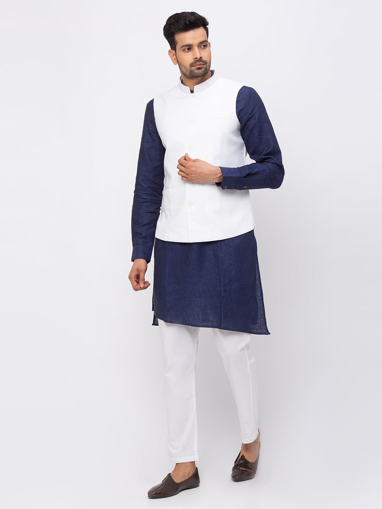 Men Straight Sleeveless White Jackets