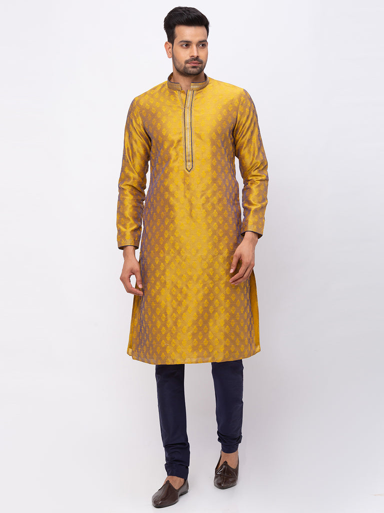 Men Straight Full Sleeve Mustard Kp Set