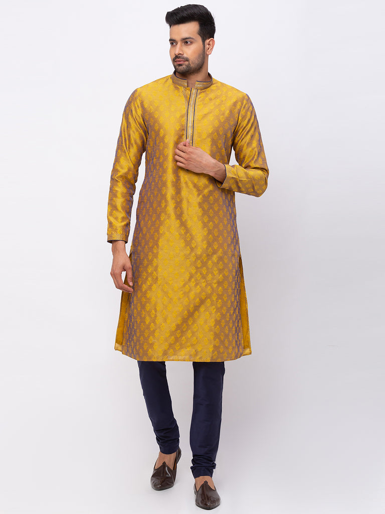 Men Straight Full Sleeve Mustard Kp Set