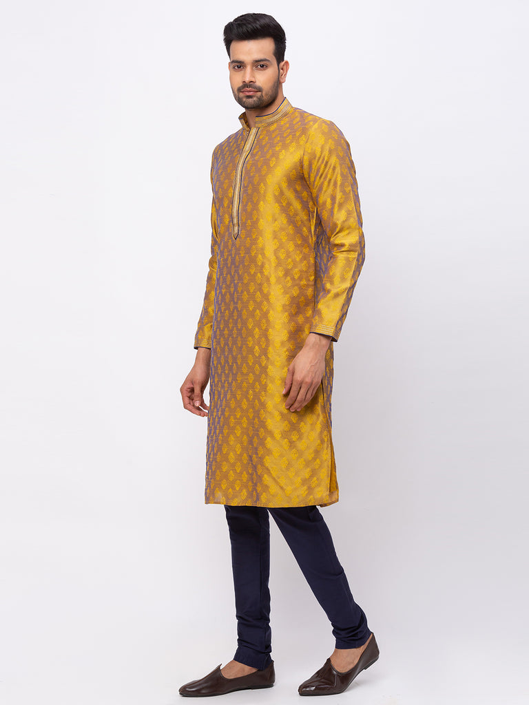 Men Straight Full Sleeve Mustard Kp Set