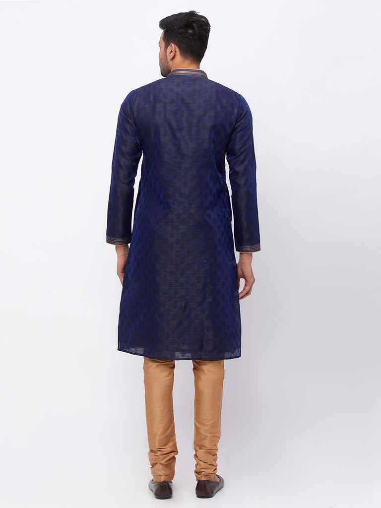 Men Straight Full Sleeve Navy Kp Set