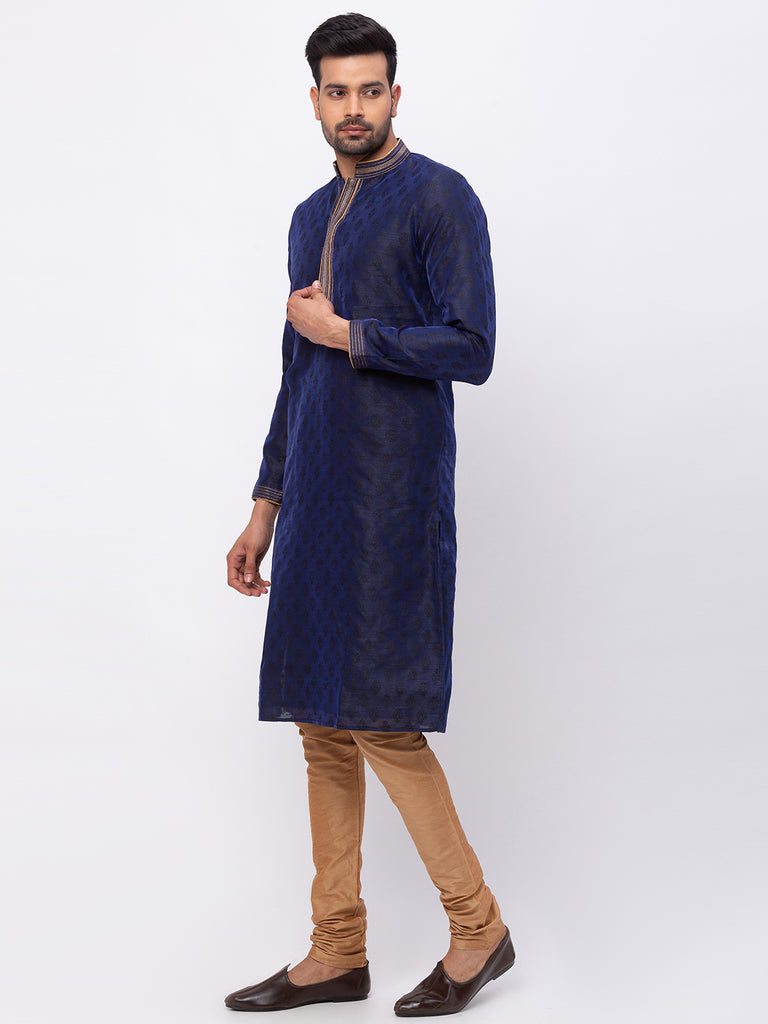 Men Straight Full Sleeve Navy Kp Set