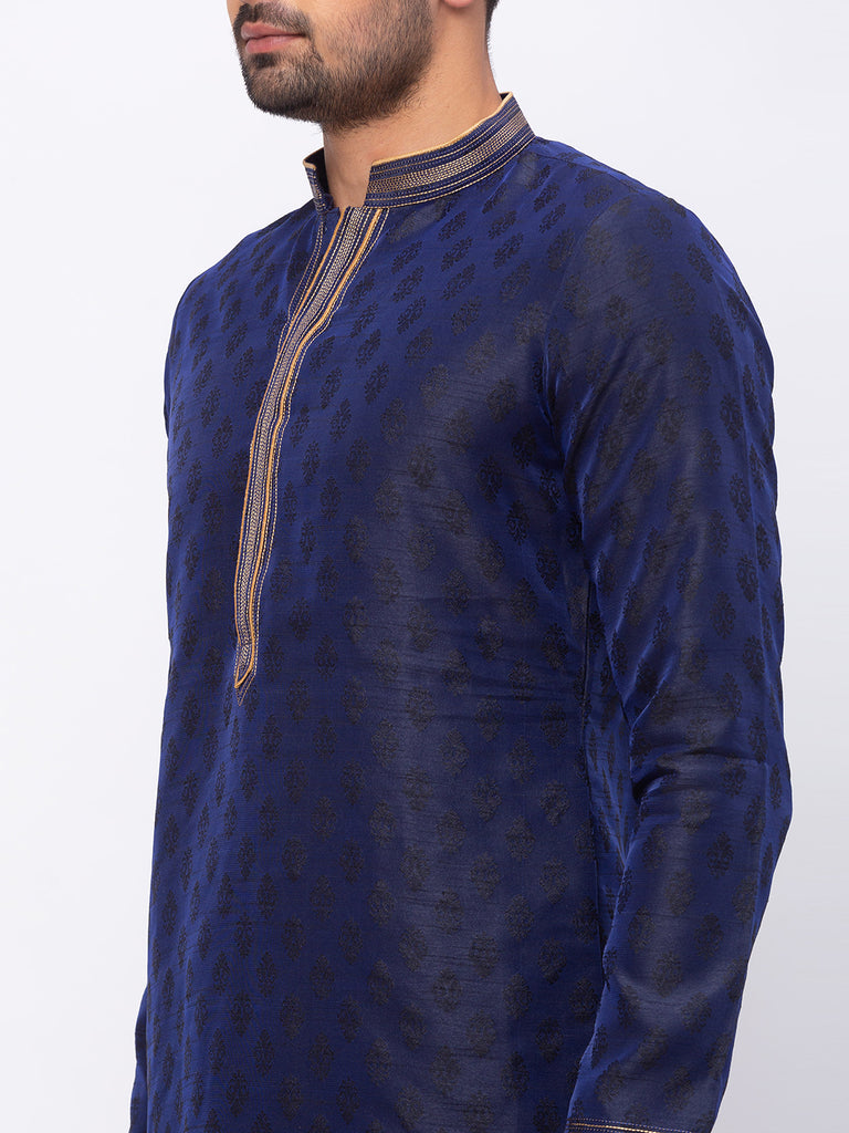 Men Straight Full Sleeve Navy Kp Set