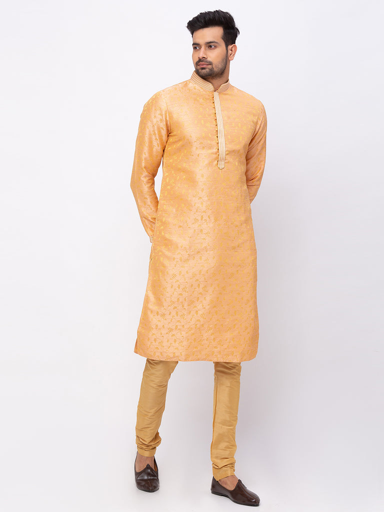 Men Straight Full Sleeve Peach Kp Set