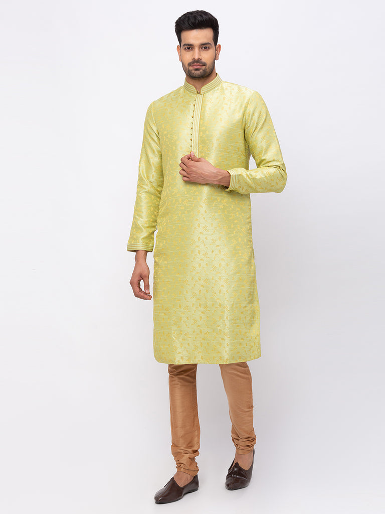Men Straight Full Sleeve Pista Green Kp Set