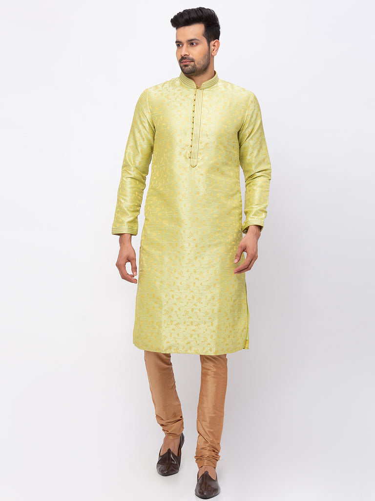 Men Straight Full Sleeve Pista Green Kp Set