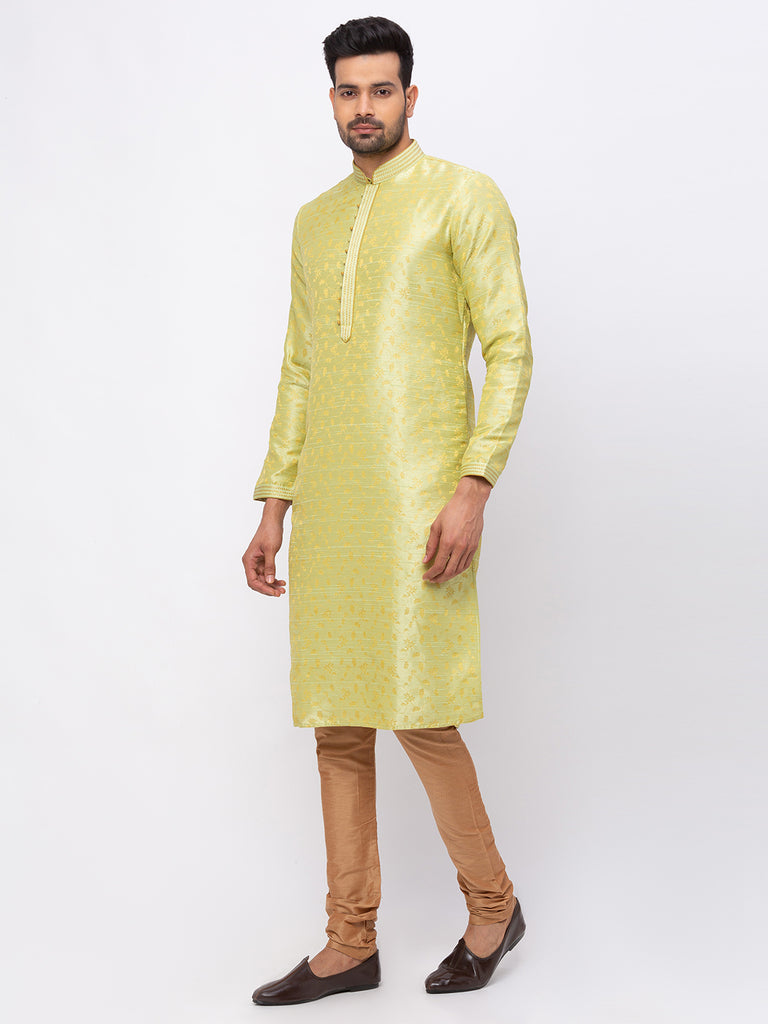 Men Straight Full Sleeve Pista Green Kp Set