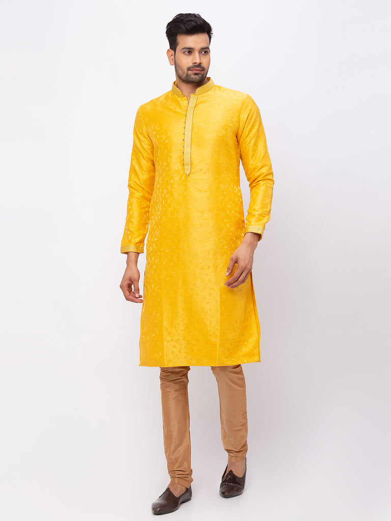 Men Straight Full Sleeve Yellow Kp Set