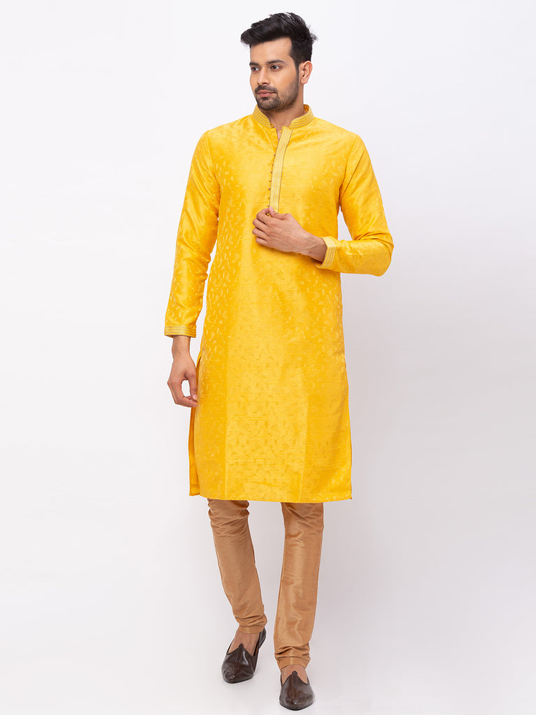 Men Straight Full Sleeve Yellow Kp Set