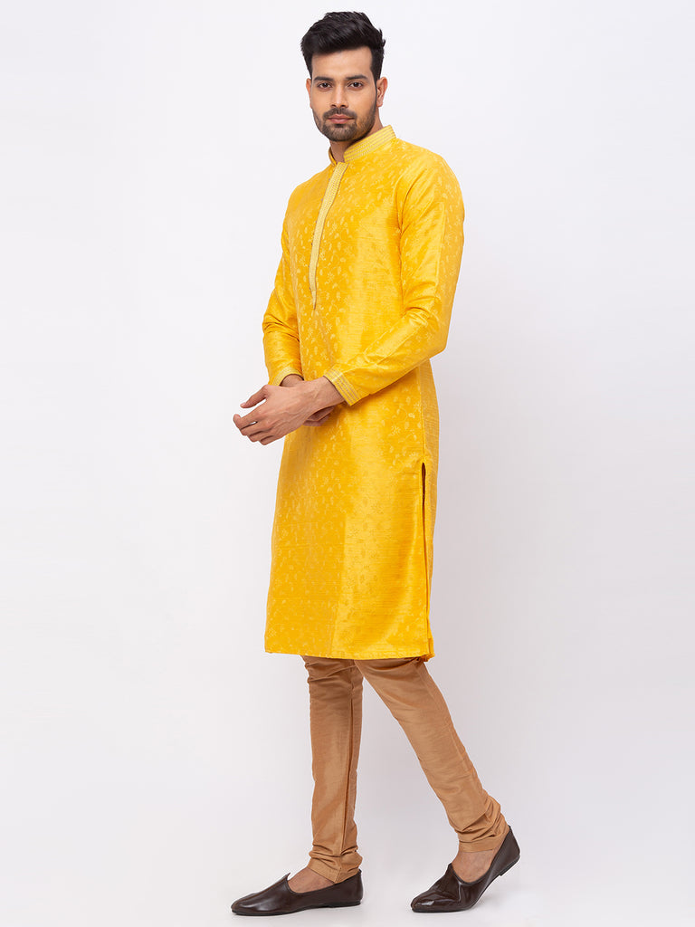 Men Straight Full Sleeve Yellow Kp Set