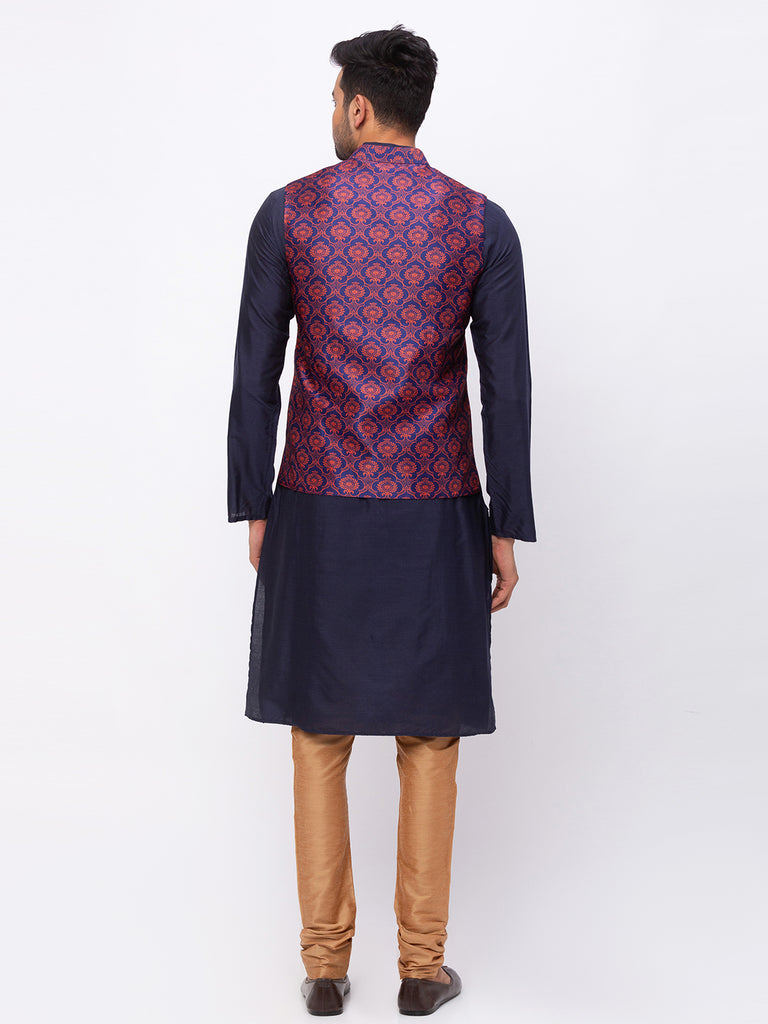 Men Straight Sleeveless Navy Jackets