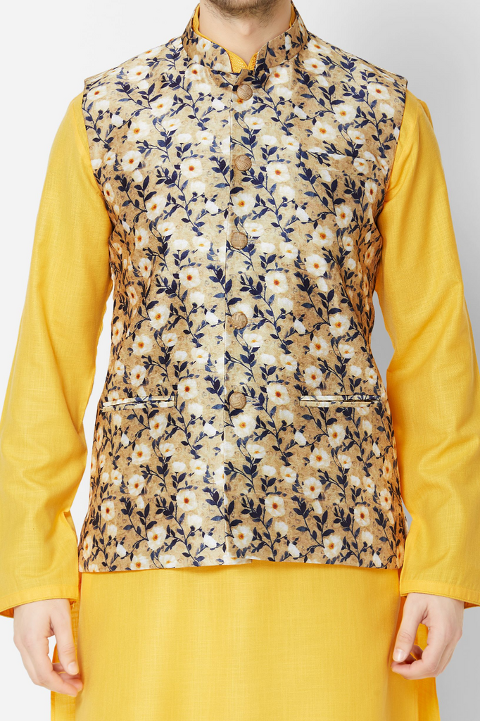 Men Straight Sleeveless Beige Jackets