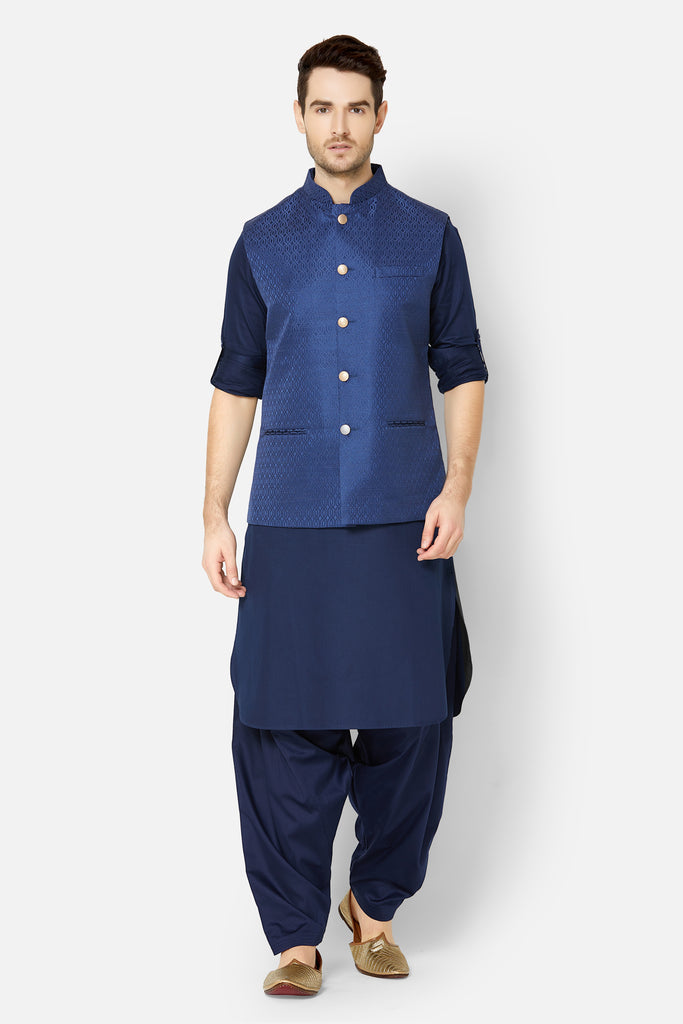Men Straight Sleeveless Navy Jackets