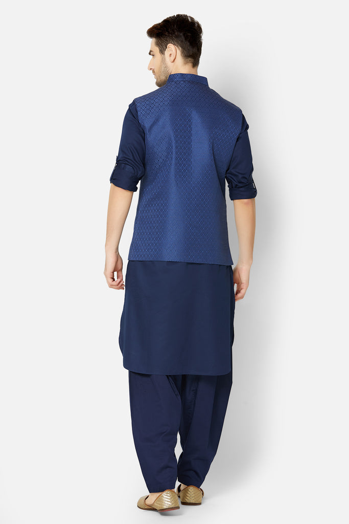 Men Straight Sleeveless Navy Jackets