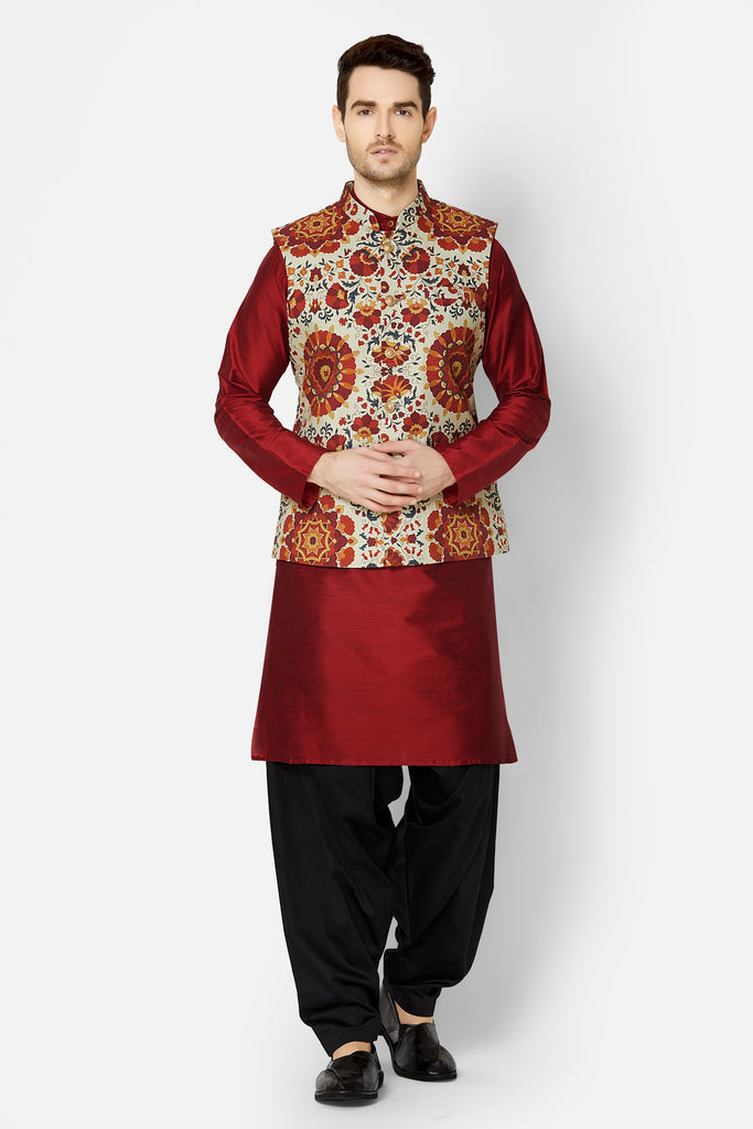 Men Straight Sleeveless Rust Jackets