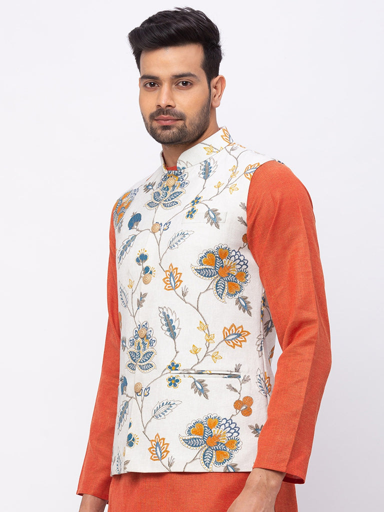 Men Straight Sleeveless White Jackets