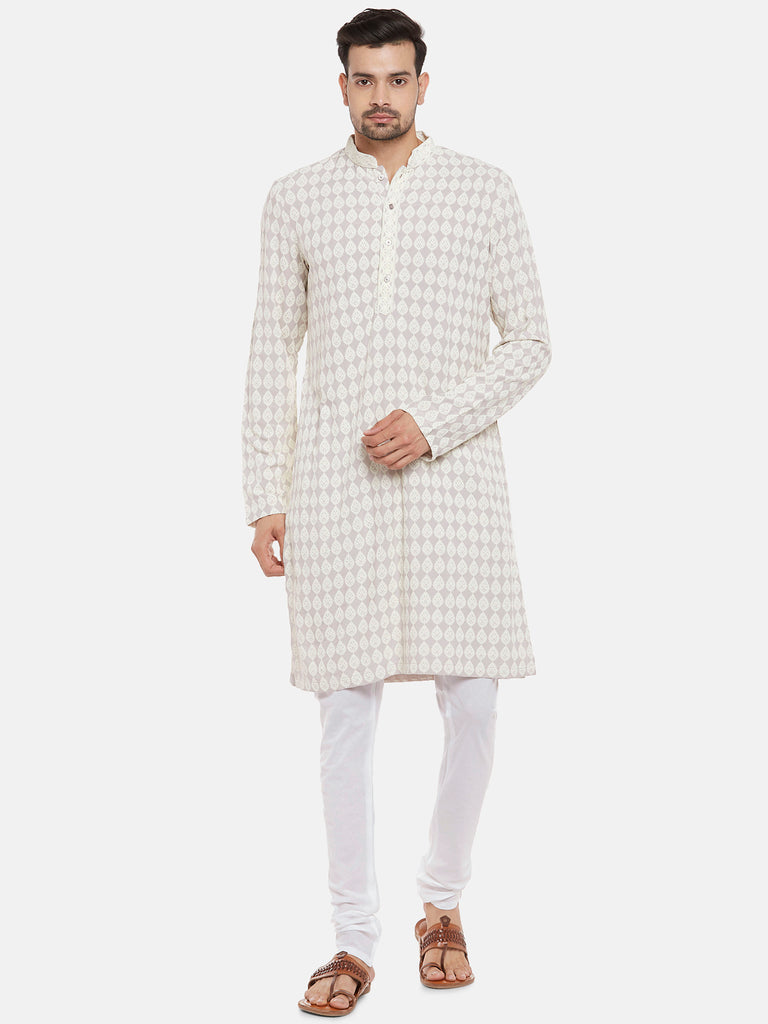 Viscose Rayon Full Sleeve Straight Men Light Grey Kp Set