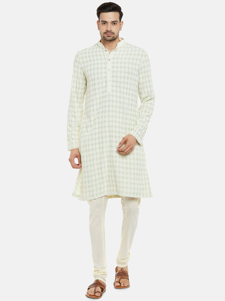 Viscose Rayon Full Sleeve Straight Men Pista Green Kp Set