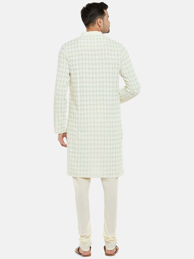 Viscose Rayon Full Sleeve Straight Men Pista Green Kp Set