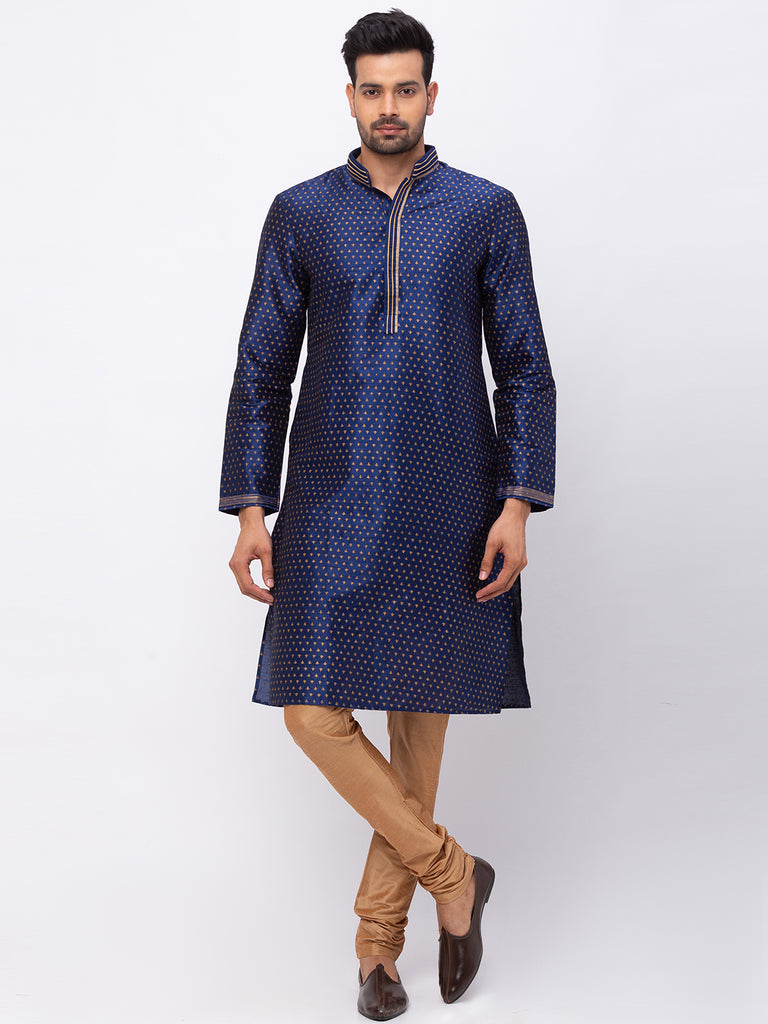 Men Straight Full Sleeve Navy Kp Set