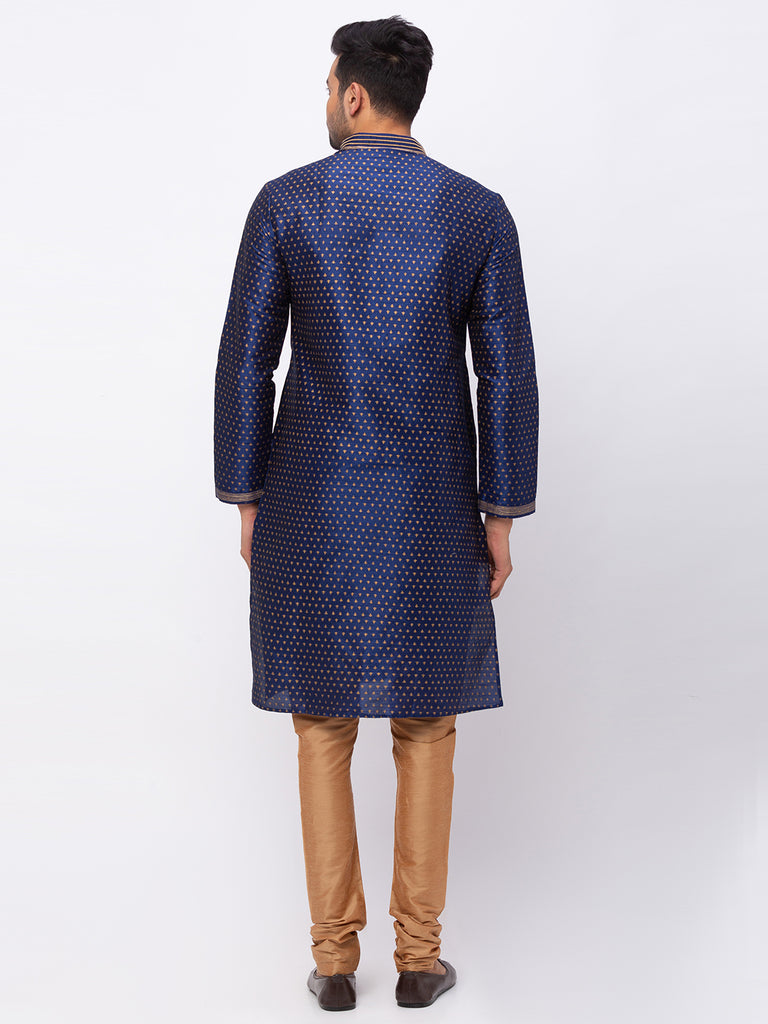 Men Straight Full Sleeve Navy Kp Set
