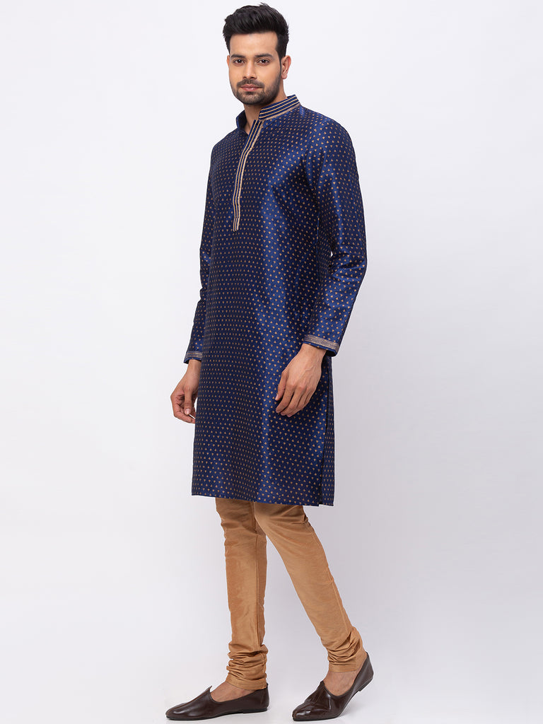Men Straight Full Sleeve Navy Kp Set