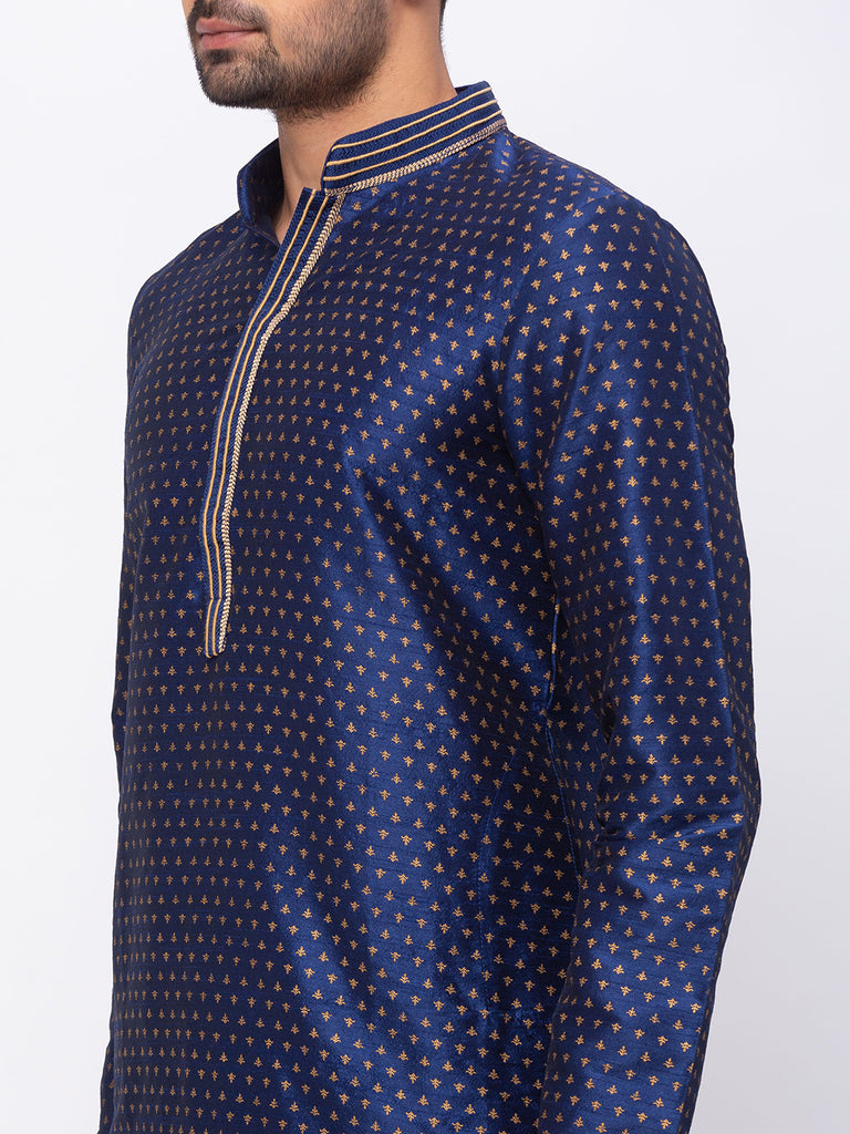 Men Straight Full Sleeve Navy Kp Set