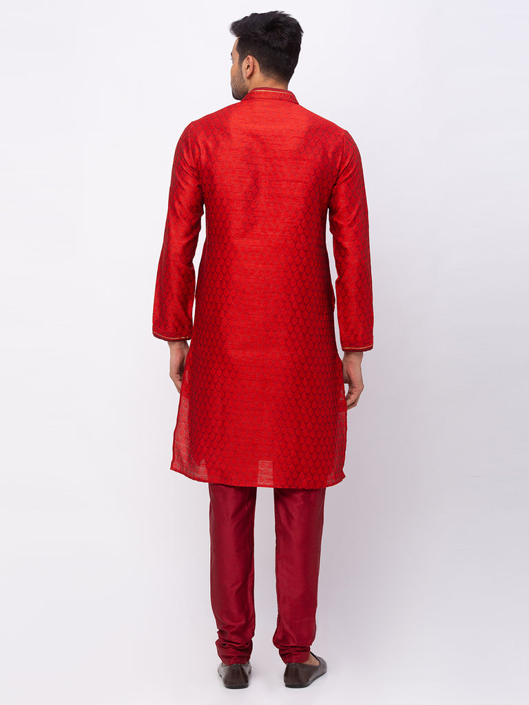Men Straight Full Sleeve Maroon Kp Set