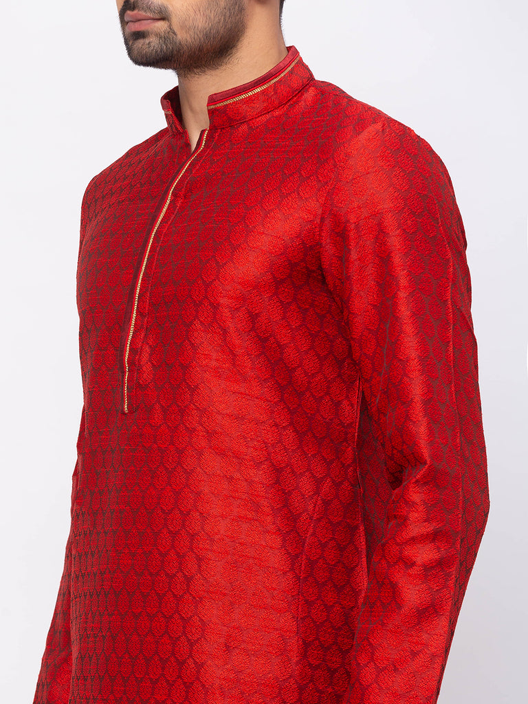 Men Straight Full Sleeve Maroon Kp Set