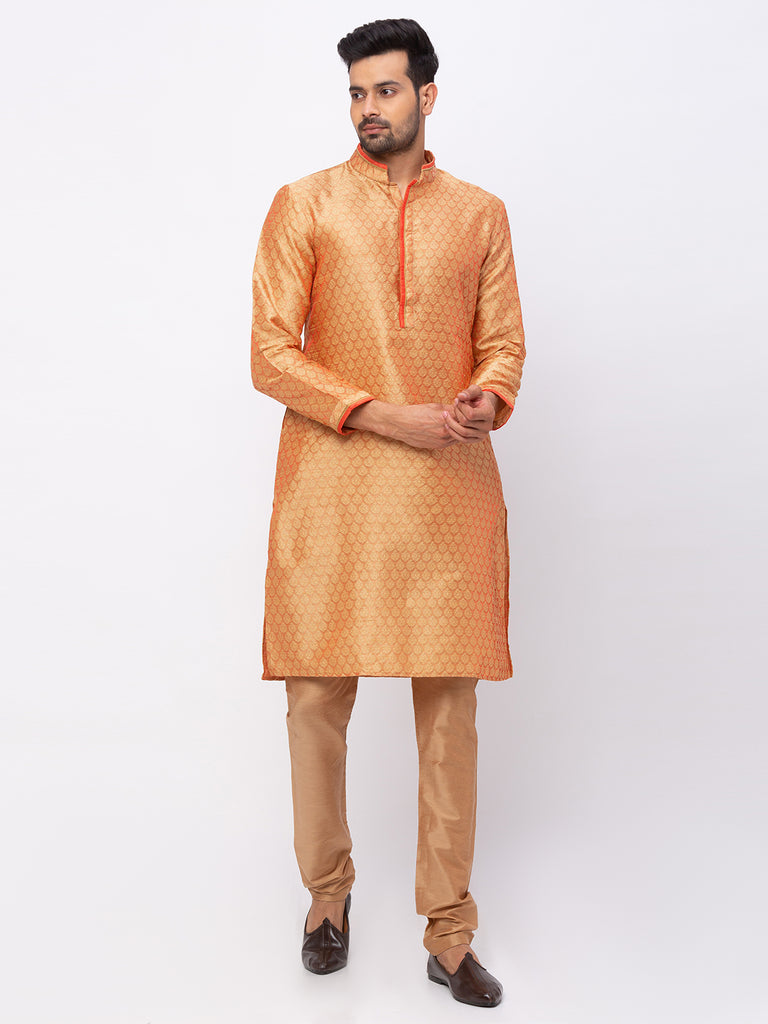 Men Straight Full Sleeve Peach Kp Set