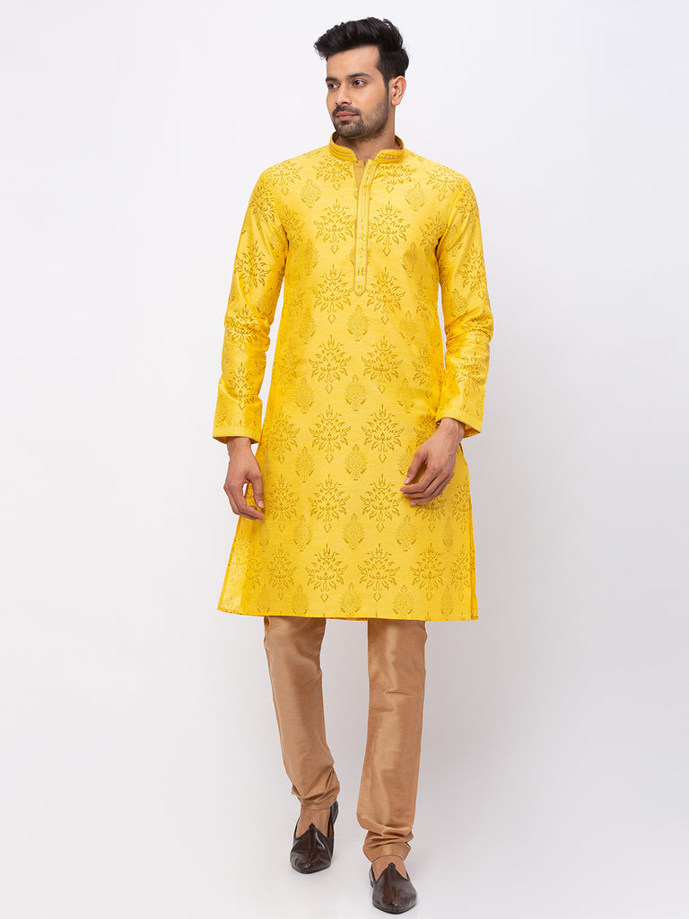 Men Straight Full Sleeve Yellow Kp Set
