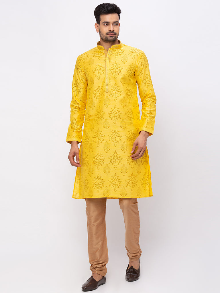 Men Straight Full Sleeve Yellow Kp Set